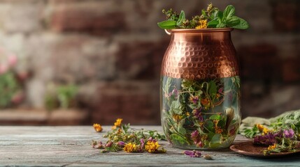 Poster - A vase filled with flowers sits on top of a wooden table