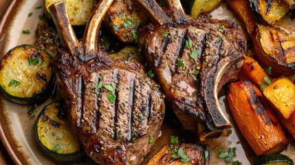 Poster - A plate of food featuring sliced meat and mixed vegetables, ideal for use in lifestyle, food, or health-related contexts