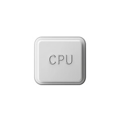 Poster - A 3D rendered image of a white square button with the acronym CPU embossed in silver.