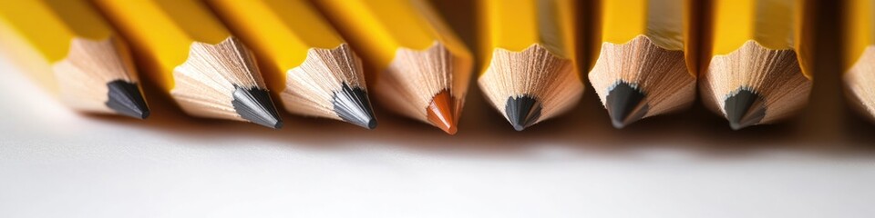 Poster - A close-up shot of a group of yellow pencils, ideal for education or creative projects