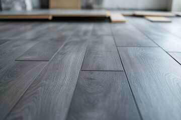 Aufkleber - Close-up shot of a wooden floor, highlighting the texture and grain