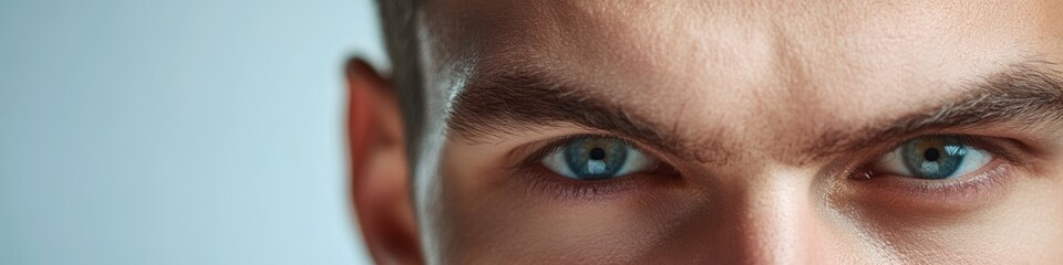 Poster - A close-up shot of a man's facial features, highlighting his piercing blue eyes