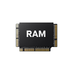 Poster - A close-up image of a black RAM memory module, showcasing its gold connectors and the word RAM prominently displayed.