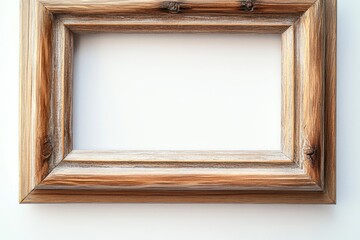 Poster - A wooden picture frame hangs on a wall, ready for display