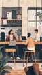 © Ariestia - Three People Working Together In A Modern Cafe