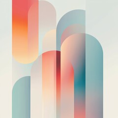 Wall Mural - Abstract colorful shapes blend seamlessly in soft hues