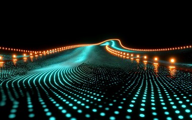 Poster - Abstract glowing road, futuristic digital highway.