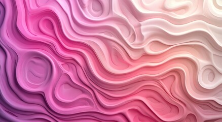 Poster - soft pastel waves, abstract fluid forms, gentle gradient from pink to white, smooth undulating lines