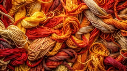 Leinwandbilder - A Tapestry of Warm Hues, Intertwined Threads of Orange, Red, Yellow, and Cream, Creating a Rich and Textured Abstract Design