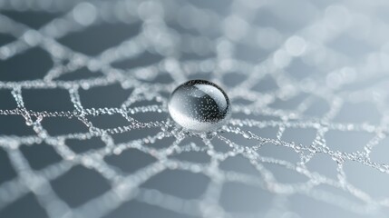 Dewdrop on spiderweb, close-up, nature, background blur, website banner