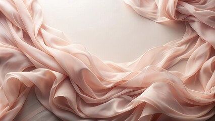 Poster - Abstract Drapery of Delicate Peach Fabric with Soft Folds and Gentle Curves
