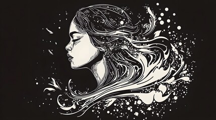 Leinwandbilder - Enchanting Ethereal Female Portrait in Surreal Watercolor