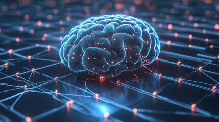 Poster - Futuristic brain illustration with glowing connections and nodes