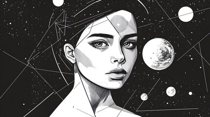Poster - Ethereal Cosmic   Surreal Celestial Landscape with Planets and Stars