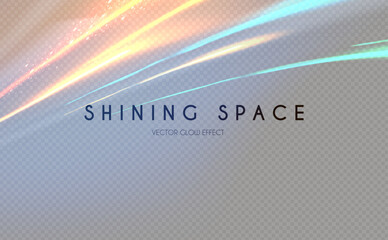 Wall Mural - Motion transparent light effect. Shining rainbow beams magic background and liquid speed light