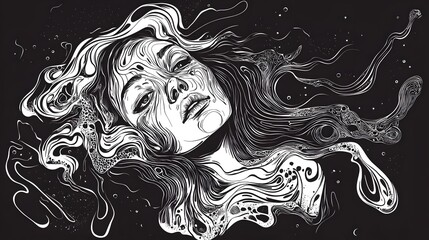 Leinwandbilder - Mesmerizing Feminine Portrait of Ethereal Beauty Captured in Surreal Smoke and Fluid Waves