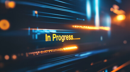 Progress concept displayed on futuristic digital interface with illuminated elements