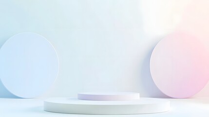 Poster - Pastel Colored Geometric Minimalist Display Platform Podium
