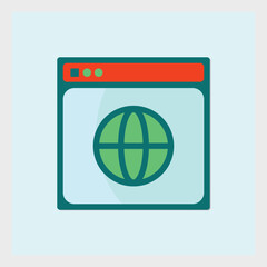Poster - Internet browser window graphic with globe icon representing online connectivity