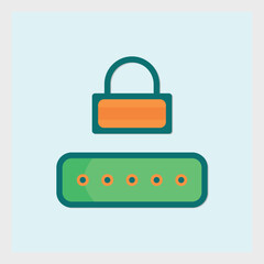 Fototapete - Secure password protection concept with lock and entry field minimal design