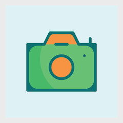 Poster - Vibrant minimalist illustration of a camera icon with smooth lines and bold colors