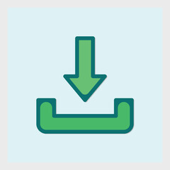 Poster - Green download icon symbolizing file transfer and data saving process