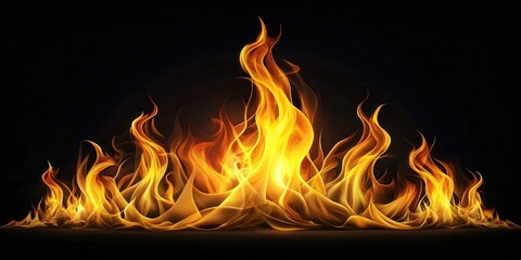 Poster - A vibrant abstract depiction of fire with dancing flames and warm hues against a dark background.