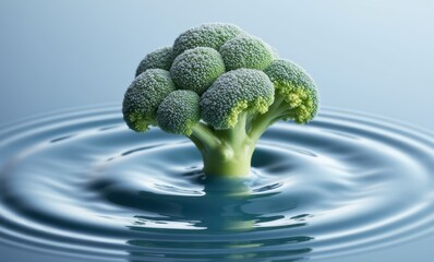 Wall Mural - Broccoli submerged in tranquil water