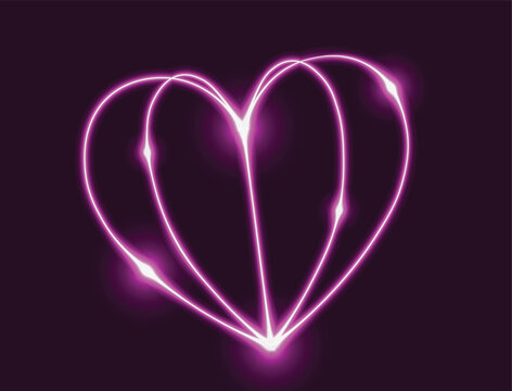 glowing red neon heart valentine day background