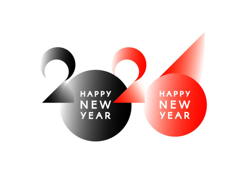 Happy New 2026 Year minimal text design isolated on white. Banner, poster, header and card template.