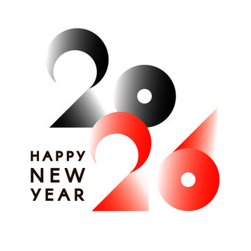 Happy New 2026 Year minimal text design isolated on white. Banner, poster, header and card template.