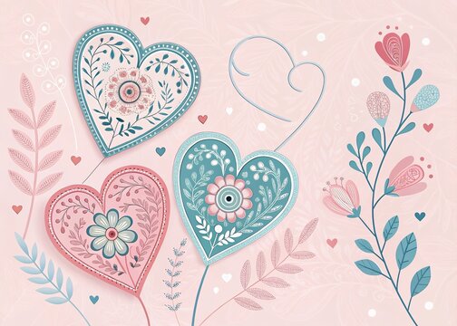 Valentine's Day poster with heart of 3D for pink love background