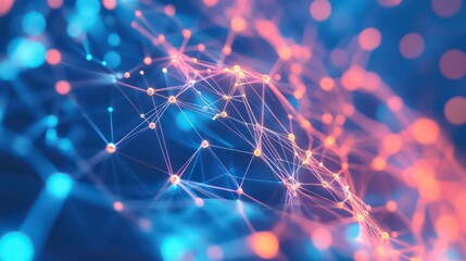 Poster - Abstract network connection, glowing nodes and lines, digital technology background.