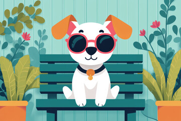 Wall Mural - Dog in fancy outfit, illustration, A whimsical illustration of a dog dressed in a fancy outfit, perfect for creative projects and pet-themed content.