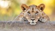 © logitech - Young lioness peering over rock, savanna background, wildlife photography, perfect for nature documentaries