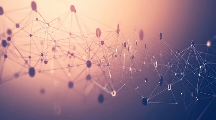 Fototapete - Abstract network connection.  Interconnected nodes and lines form a complex web, representing data flow or global communication.