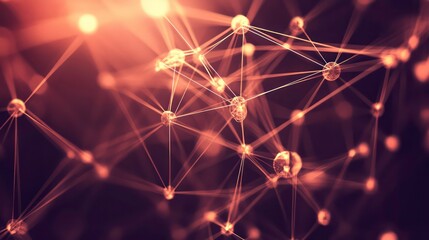 Leinwandbilder - Abstract network connection, glowing nodes and lines, digital technology concept.