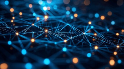 Poster - Abstract network connection, glowing nodes and lines.