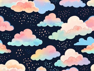 Pastel Cloudscape: A Dreamy Watercolor Night Sky