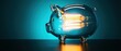 © felix_brönnimann - Piggy bank with glowing bulbs representing savings and innovation in finance, illustrating smart investment strategies and modern economic growth concepts.