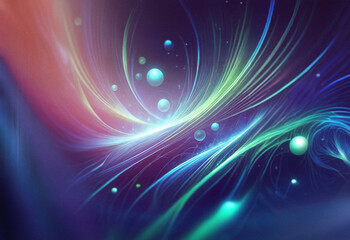 Poster - Abstract sci-fi background featuring a double exposure effect.  Swirling, luminous lines and glowing orbs create a cosmic, ethereal scene.