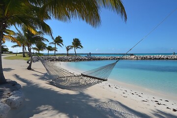 Wall Mural - Tropical Beach Relaxation with Hammock