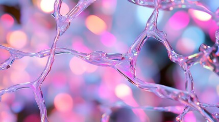 Abstract liquid swirls, vibrant bokeh background,  festive lighting, design element