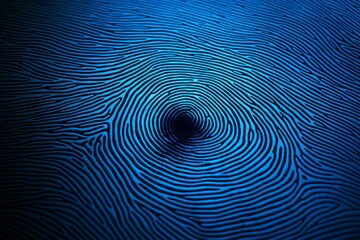 Poster - Fingerprint pattern with concentric circles creating a unique identity on a vibrant blue background, ideal for security and identification concepts