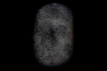 Poster - Fingerprint glowing on dark background representing security, identification, and access control