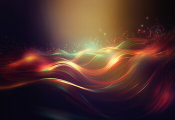 Aufkleber - Abstract sci-fi background featuring a double exposure effect.  Waves of vibrant, glowing light and color flow across a dark backdrop, creating a mesmerizing, ethereal scene.