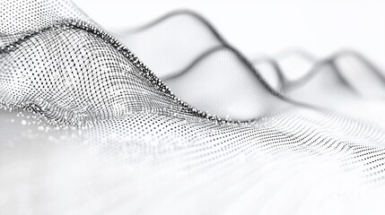 Poster - Abstract grayscale wave of connected dots.