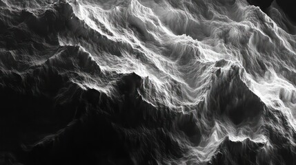 Poster - Abstract grayscale image of a textured, mountainous landscape.