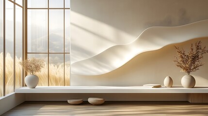 Poster - Mockup poster a white frame close up placed against a minimalist wall with subtle textures The soft lighting highlights the artwork and enhances the modern aesthetic in this detailed 3D render