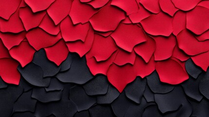 Poster - Abstract Red and Black Texture: A dramatic abstract image featuring a textured surface divided into contrasting red and black sections, creating a visually striking and dynamic composition.